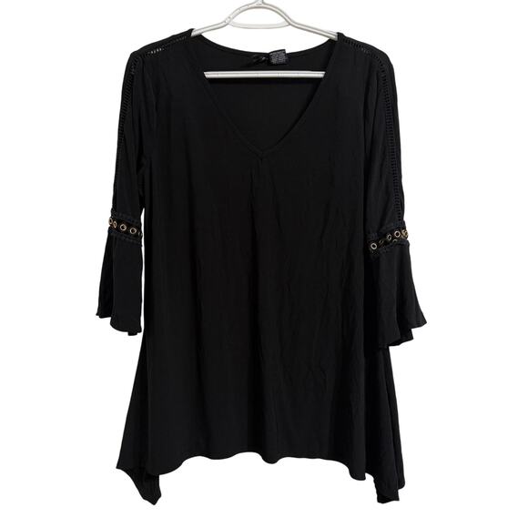 New Directions Black Women’s Size Large Long Sleeve Shirt Blouse Top Lightweight - Picture 1 of 6